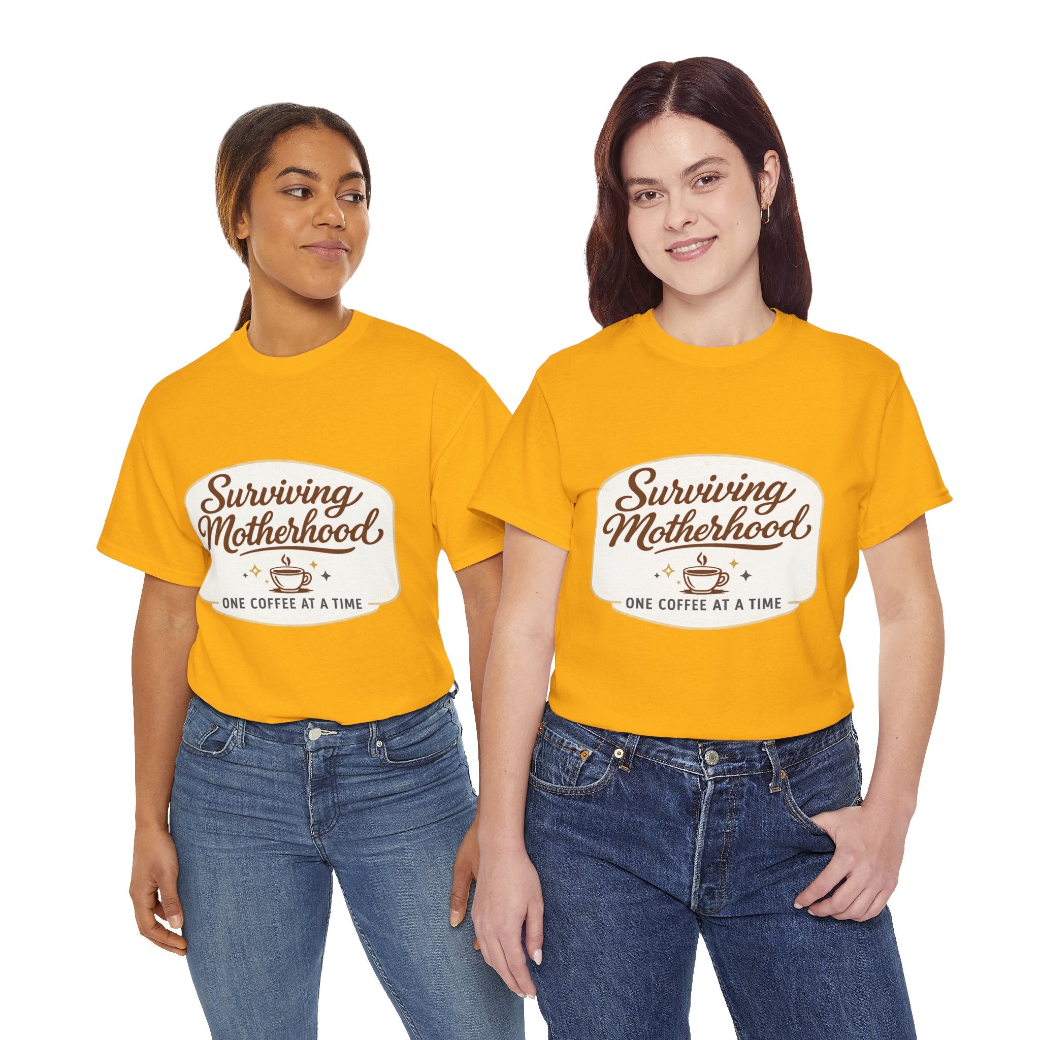 Surviving Motherhood Tee — "One Coffee at a Time" Mom Shirt