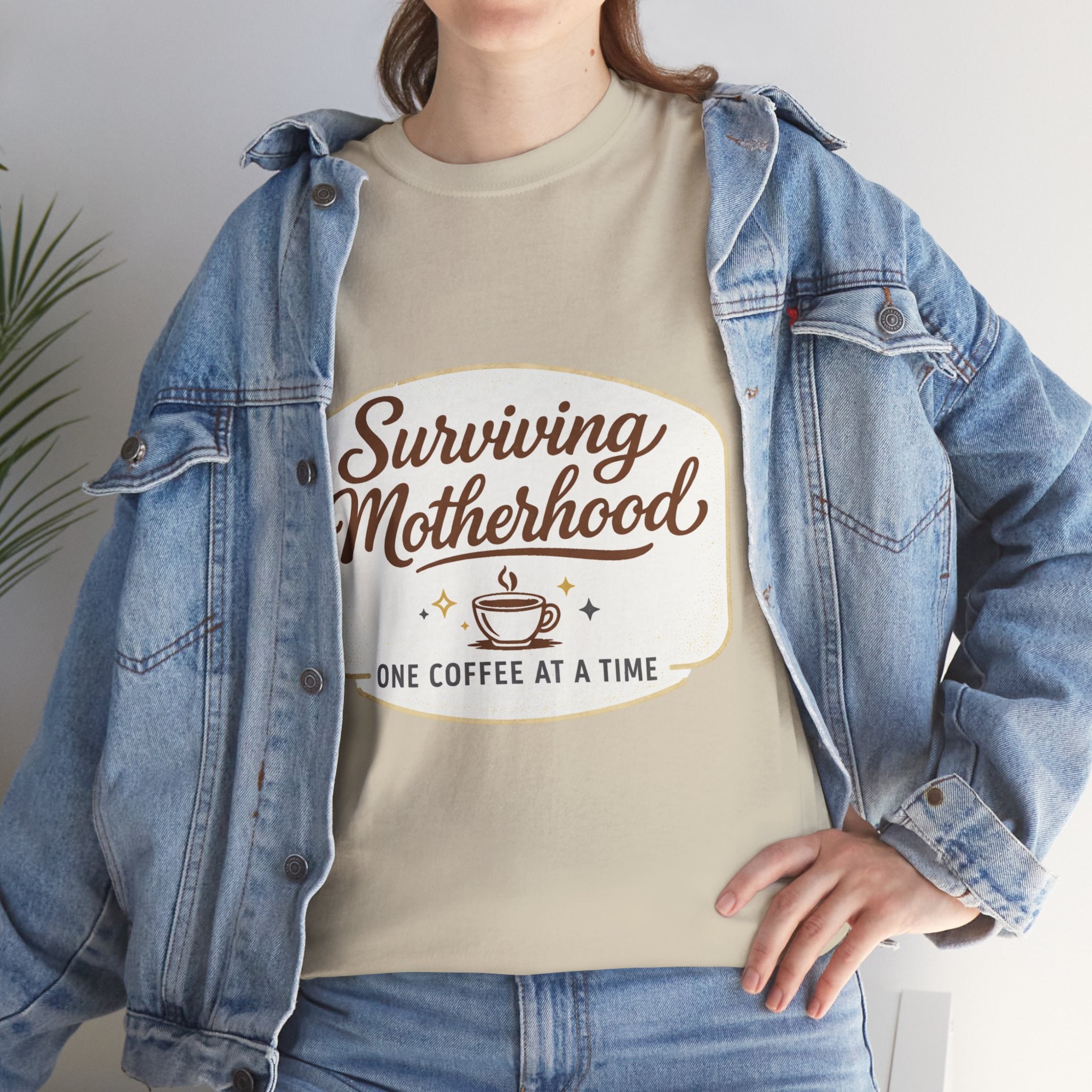 Surviving Motherhood Tee — "One Coffee at a Time" Mom Shirt